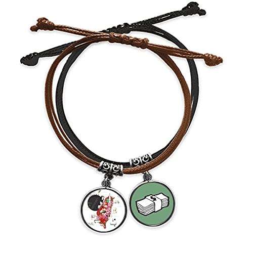 Pulsera de cuerda de Taiwán amuleto dinero tradicional pulsera cuero trenzada
