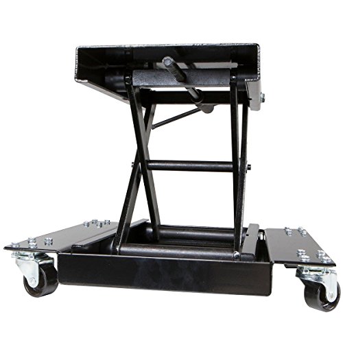 Stark 1100Lbs Motorcycle Scissor Jack Lift Wide Stand Hand Crank W/ Dolly Bike Rack And Wheels, Black #TOP3
