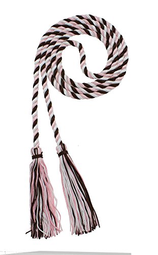 Image of Graduation Honor Cord - Brown /LT Pink /White - Every School Color Available - Made in USA