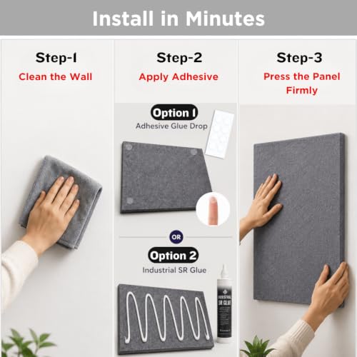 Image of QUIET CANVAS Acoustic Wall Square Pinboard, 1x1ft, Pack 6, 50PushPins White