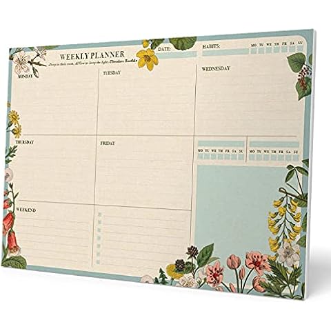 Kokonote Official Botanical A4 Desk Pad with Daily, Weekly and Monthly Calendar - Desktop Planner - Desktop Note Pad - 54 Undated Tear Off Sheets - 8.3 x 11.7 inches - To Do List Cover