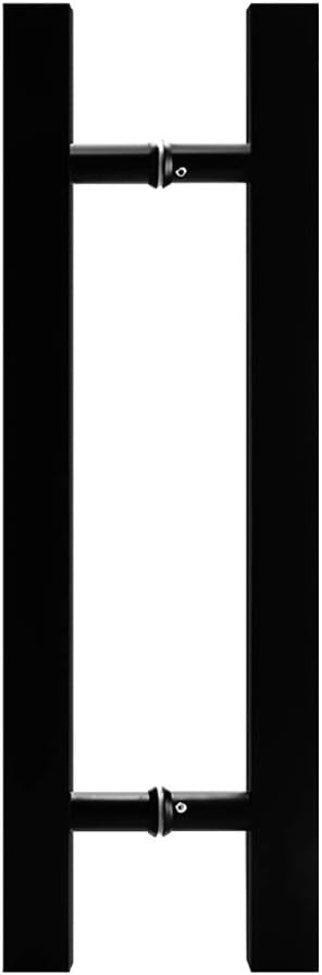 Heavy-Duty Stainless Steel Square Tube Commercial Glass Push-Pull Door Handle/Wooden Barn Door Sliding Handle - Black,6 Sizes(Size:800×600mm)