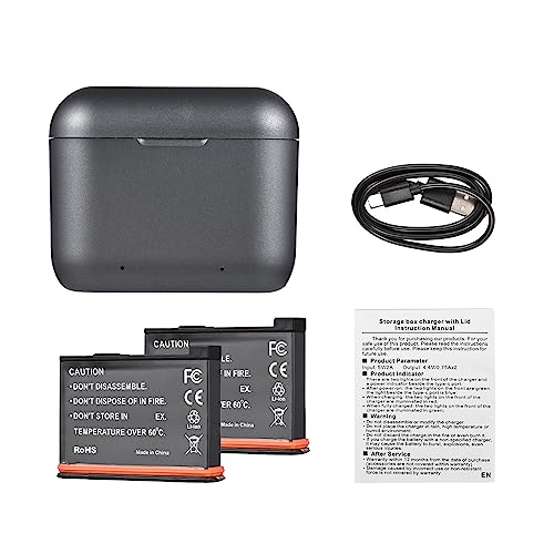 Cargador de batería con 2 canales y funda de almacenamiento para X3 con dos baterías de 1800 mAh 5