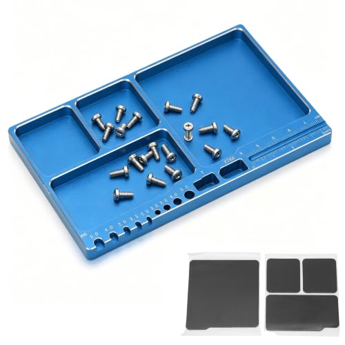 Magnetic Screw Tray, Anti Loss Parts Organizer with Magnetic Pads (Blue)