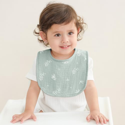 Image of Susurration Muslin Baby Drool Bibs 6Pack Soft Square Adjustable Baby Bandana Bibs for Unisex Girls & Boys