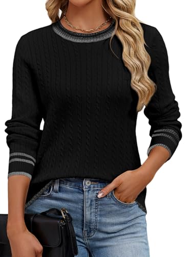 Womens Old Money Style Lightweight Cabel Knit Pullover Sweaters Long Sleeve Fall Winter Business Casual Tops 2025