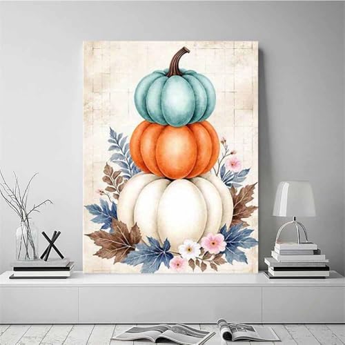 Fleurs d'automne tableau turquoise grand format pour dynamiser un mur blanc vide