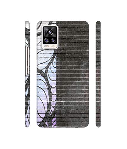 Image of Solimo Plastic Designer Black and White Brick 3D Printed Hard Back Case Backcase for Mobile Cover for Vivo V20