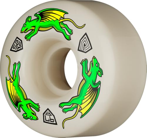 Image of Powell Peralta Nano Rat Dragon Formula 97A Skateboard Wheels, White, Radial V4, 52mm x 34mm