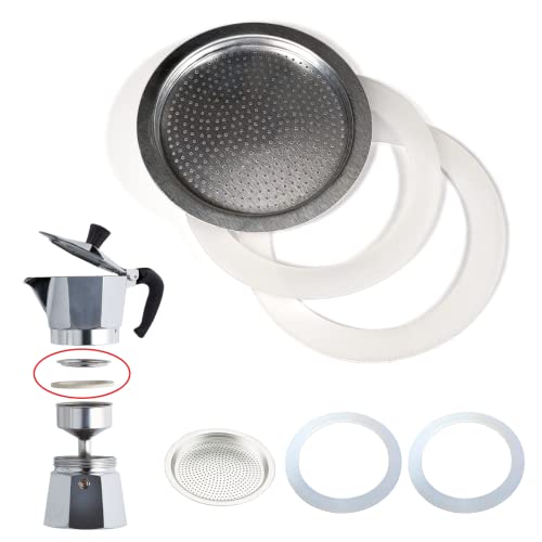 World Trade Junta y filtro cafetera universal para recambios Moka (2 anillos de sellado de silicona...