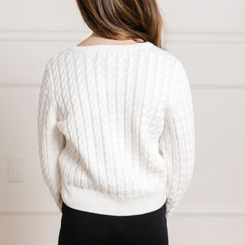 Image of Hope & Henry Girls' Long Sleeve Fancy Cardigan Sweater with Stripe Trim