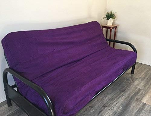 OctoRose Bonded Micro Suede Elastic Around on Backing Easy Fit Fitted Futon Slipcover 54x75+8" (Purple, Full)