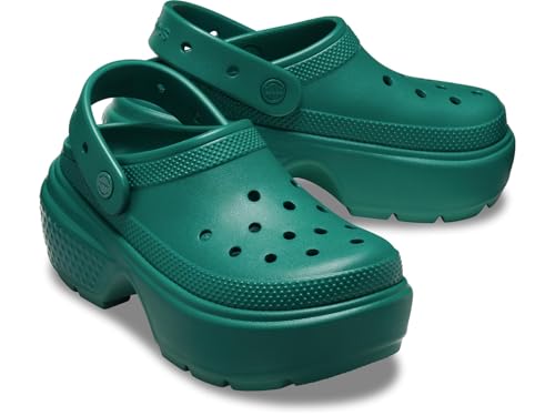 Crocs Unisex-Adult Stomp Clogs, Platform Shoes, Emerald, 3 Men/5 Women