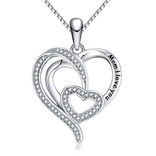 FANCYCD "Always My Mother Forever My Friend Love Heart Necklace, 18", Special Jewelry for Women, Mother's Day Gifts for Mom, Wife, Aunt, Grandma