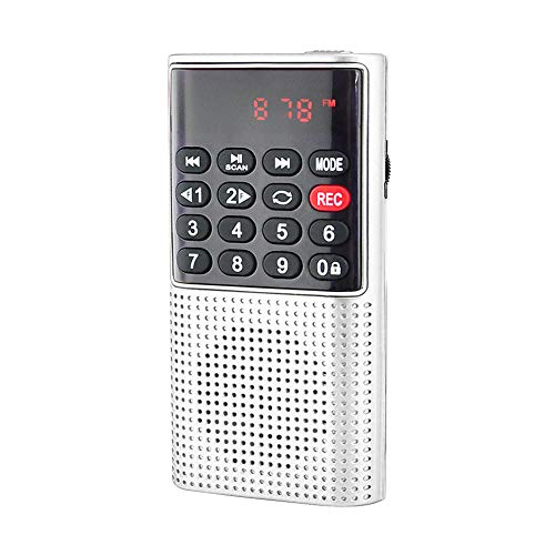 Portable Mini FM Radio USB Speaker MP3 Music Player Rechargeable Walkman Pocket Radio Support AUX TF Card Earphone (White)