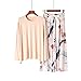 Produktbild Neue Pyjamas für Frauen Mädchen Pyjamas Schlafzimmer Set Print Schlaf Top Lounge Nachtwäsche Rundhals lässig Frühling Herbst Zwei Stück-Color3_One_Size