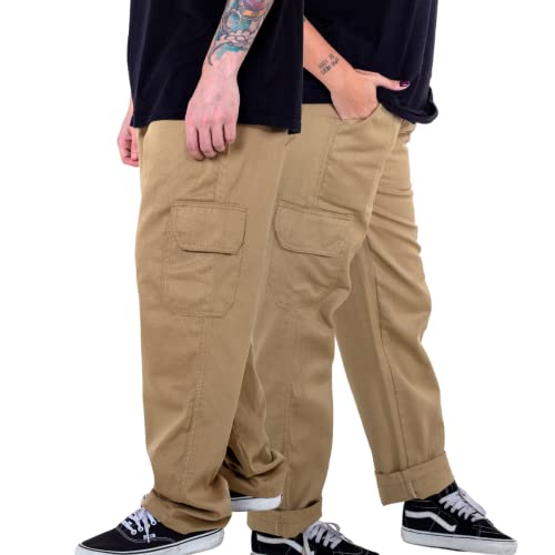 Calça Skate Masculina E Feminina Unissex Elastico E Bolsos Cargo Lisa (G (44-46), BEGE)