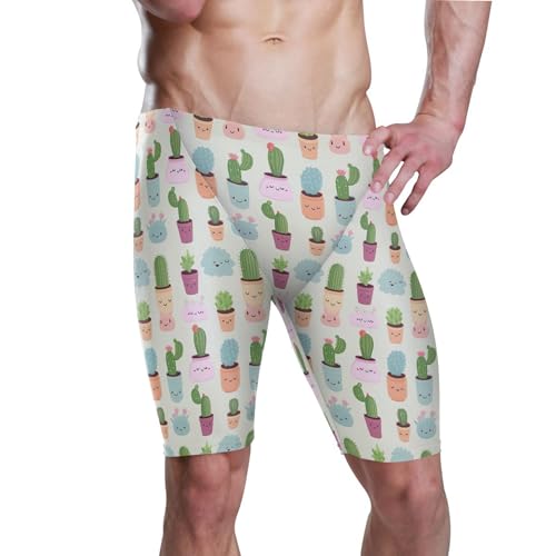 UMIRIKO Cactus Cute Swim Jammers Swimsuit for Men B0402400, XX-Large