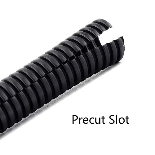 Zhiyo 20Ft 1/4” Wire Loom Split Tubing Auto Wire Conduit Flexible Cover | High Temperature Heat Resistant -40F To 257F | Plastic Cover For Electrical Wires & Cables, Black #TOP4