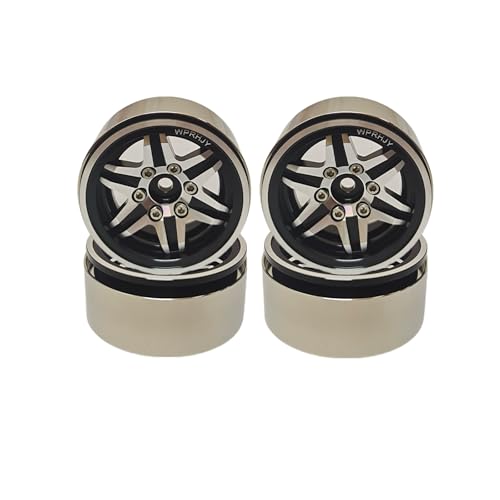 WPRHJY Aluminum 1.9 Beadlock Wheels ?Cool Design Wheel Hub, Set of 4, for 1:10 RC Crawler Axial TRX4 TRX6 SCX10 II 90046 SCX10 III AXI03007 Redcat Gen7 Gen8 (Silver Black)