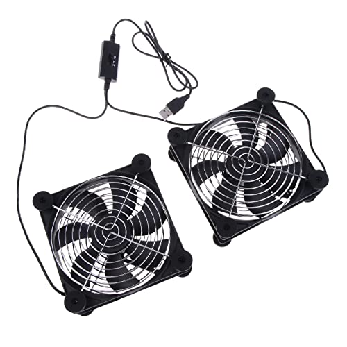 LfrXtra Ventilador Velocidad Variable 120 Mm para Receptor Módem Enrutador DVR X-Box TV-Box Stereo Enfriamiento Bolsa Rojamiento Bolas