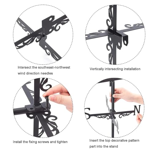 INFUNLY Pferde-Wetterfahne Aus Metall, Schwarze Pferde-Wetterfahne, Pferde-Windfahne, Reines Handgefertigtes Pferde-Eisen-Wegweiser, Dach, Garten, Outdoor, Bauernhaus-Dekoration, 13.78X10.63/35 cm X