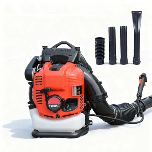 EPIKNOWEE Soplador de Hojas de Mochila 4 Tiempos 100cc de Alto Rendimiento - Soplador de Nieve a Gasolina, 9.5kg Ligero, 12HP para Gran Volumen de Aire, per-fecto para Jardines y Calles(Red)