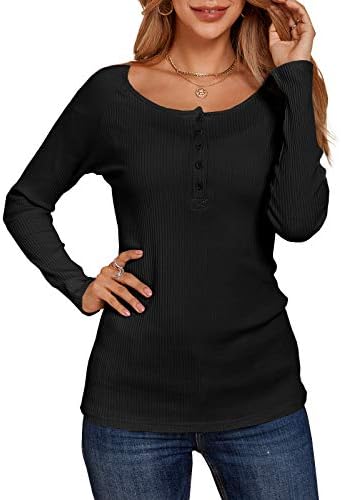 Womens Henley Shirts Long Sleeve Casual 