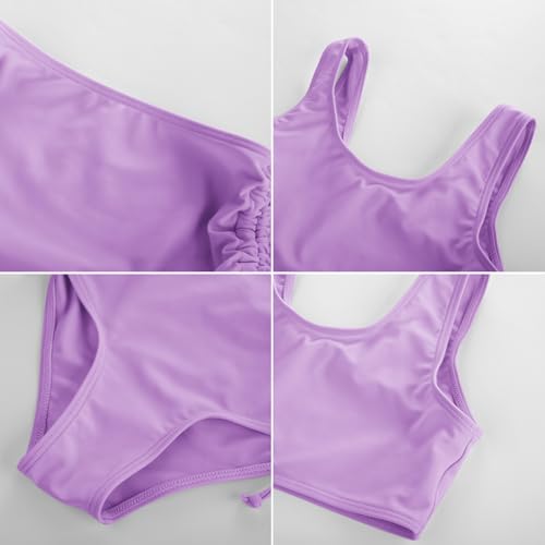 Image of GRACE KARIN Girls Bathing Suit Adjustable Taniki Swimsuit Tie Front 4 Piece Bikini Set with Kimono Cover Up 6-14