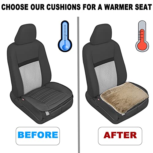 Gspscn 2 Pack Soft Luxurious Faux Sheepskin Fur Seat Cushion Winter Warm Universal Car Interior Seat Cover (18 Inch) Pad Mat Fit Auto, Suv, Truck, Office,Home Chair (Coffee) #TOP3