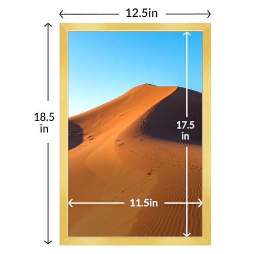LaVie Home 12x18 Picture Frame for Wall Display, 12x18 Gold Picture Frame with HD Plexiglas, 12 x 18 Matted Frame 1 Pack, Display Frame for Vertical or Horizontal, Classic Collection