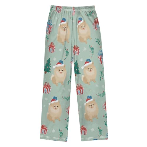 ZZXXB Pomeranian Pine Branches Boys Long Pants Soft Trousers Elastic Waist Kids Lounge Bottoms with Pockets S-XL2