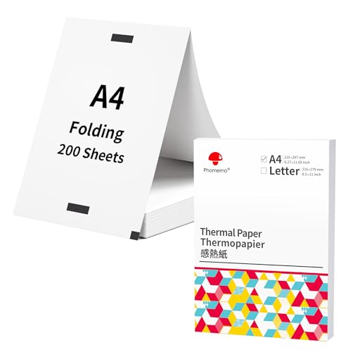 Phomemo Papier Thermique A4, Papier à Pliage Continu