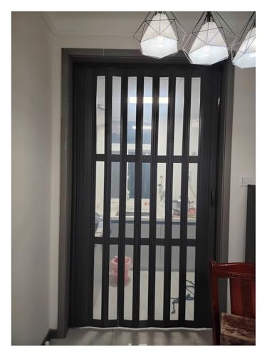 ModernAccordeon Door- Puerta corrediza plegable que ahorra espacio para lavandería y cocina, fácil de instalar, tabique retráctil de 70 x 90 pulgadas (negro, 178 x 229 cm)