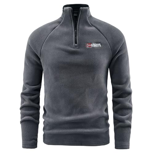 Pull en polaire homme avec demi-fermeture éclair et style vintage chaud