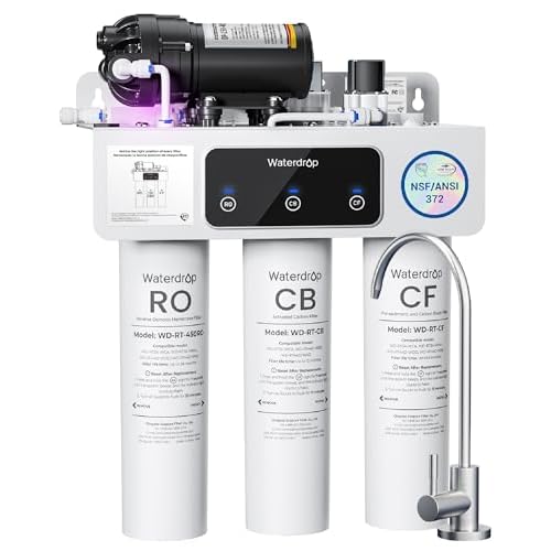 Waterdrop T3-C Reverse Osmosis System, NSF/ANSI 372 Certified, 8-Stage RO Water Filter, 450 GPD Tankless Water Filter System, 2:1 Pure to Drain, BPA Free, Power Connection Required