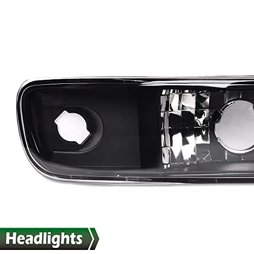 Image of GRAND ORANGE LED DRL Headlights W /Bumper Signal Lamps, Compatible with 1999-2007 GMC Sierra 1500 / Fit 1999-2006 GMC Yukon XL 1500 2500 Clear Lens Black Housing Amber Reflector faros delanteros