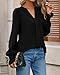 Okiwam Womens Long Sleeve Tops V Neck Shirts Dressy Casual Blouses Business Work Clothes 2026 Fall Fashion Outfits-L Black