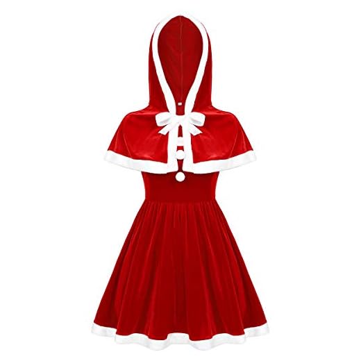ranrann Robe Noël Femme Costume Mère Noël Déguisement Robe avec Cape Noël Tenue Christmas Spectacle Cosplay S-XXL Rouge S