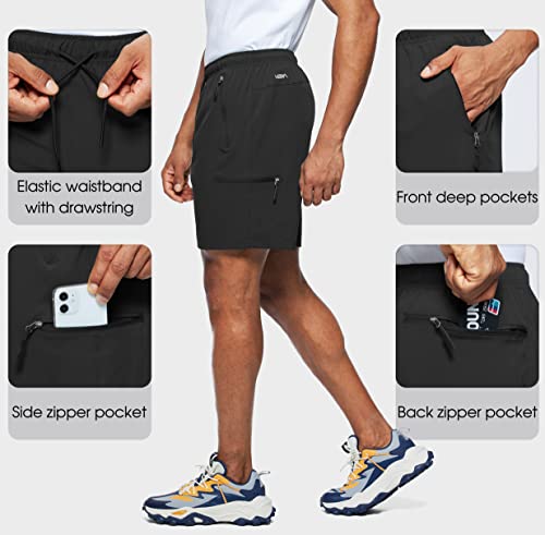 Viodia Men's Hiking Cargo Shorts Stretch Quick Dry Lightweight Workout Shorts For Men Casual Fishing Athletic Shorts With Pockets Black #TOP3