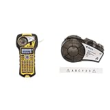Brady M210 Portable Label Printer with Rubber Bumpers, Multi-Line Print, 6 to 40 Point Font & Authentic (M21-375-595-WT) All-Weather Vinyl Label for Indoor/Outdoor ID, Lab and Equipment Labeling