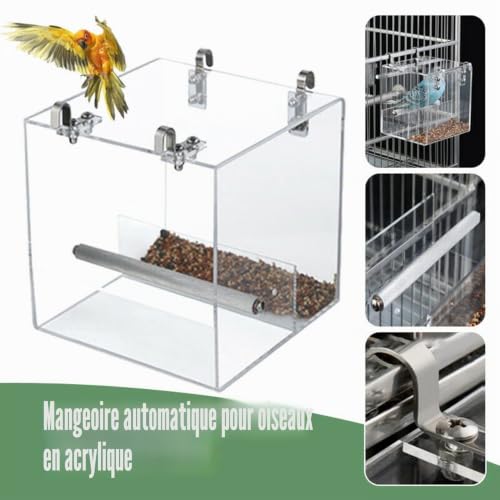 Mangeoire cage oiseaux propre : distributeur de graines acrylique GURECOD - 3