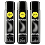 pjur ORIGINAL - Langanhaltendes, extra-samtiges Silikon-Gleitgel und Massageöl für mehr Genuss - kompatibel mit Latexkondomen - ohne Aroma, Parfüm oder Konservierungsmittel - 100ml (3er Pack)