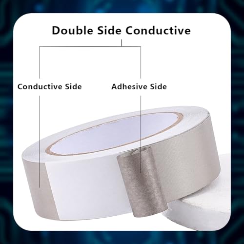 Image of OLYCRAFT Conductive Cloth Fabric Adhesive Tape 1.4 Inch x 62.6 Feet High-Shielding Cloth Tape Faraday Cloth Tape Double Sided Adhesive Tape Roll for Signal Blocking EMI Shielding Wire Harness Wrap