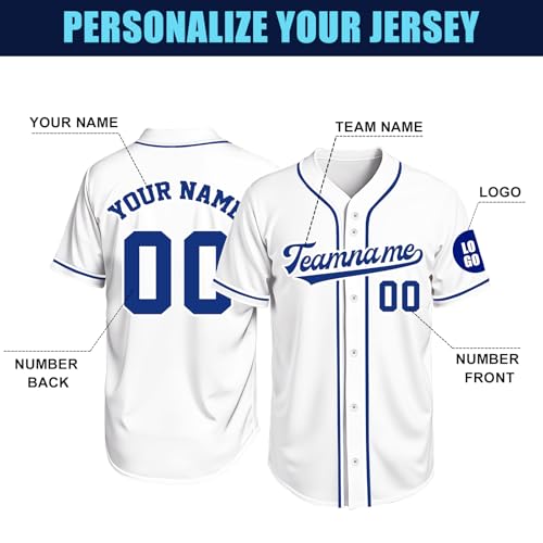 Image of Custom Baseball Jersey Personalized Stitched or Printed Name Number Baseball Shirt Sports Uniform Gifts for Men Women Youth