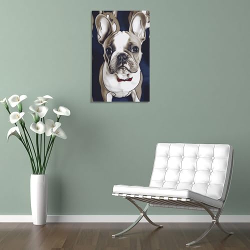 Toile bouledogue français pour sublimer un mur de bureau