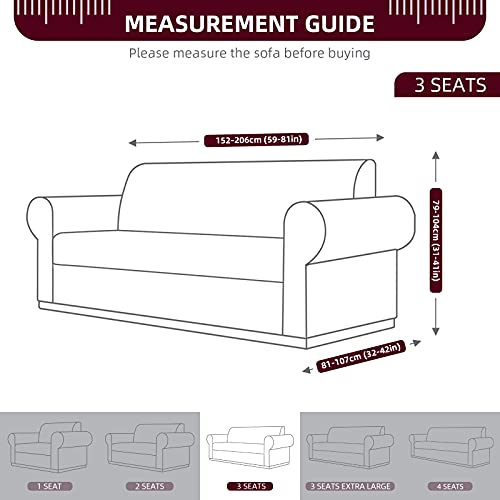 Taococo Velvet Sofa Slipcover 1 Piece Couch Cover, Soft Stretch Velour Furniture Protector For 3 Cushion Couch With Elastic Bands For Kids Pets, Sofa 59"-81", Burgandy #TOP5