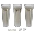 10" Filter Housing Replacement Kit - 3 Filter Housings w/Fittings For RO Systems, Drinking Water System, and all 10" x 2.5" Filters