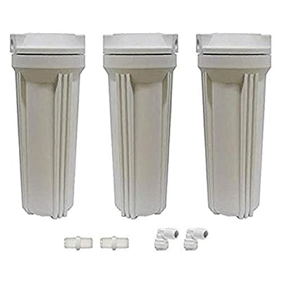 10" Filter Housing Replacement Kit - 3 Filter Housings w/Fittings For RO Systems, Drinking Water System, and all 10" x 2.5" Filters