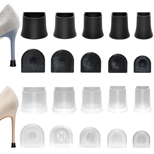 10 Pairs High Heel Protectors, 5 Sizes Heel Stoppers and Repair Cap, 20 Pcs Anti-slip Heel Covers for High Heels